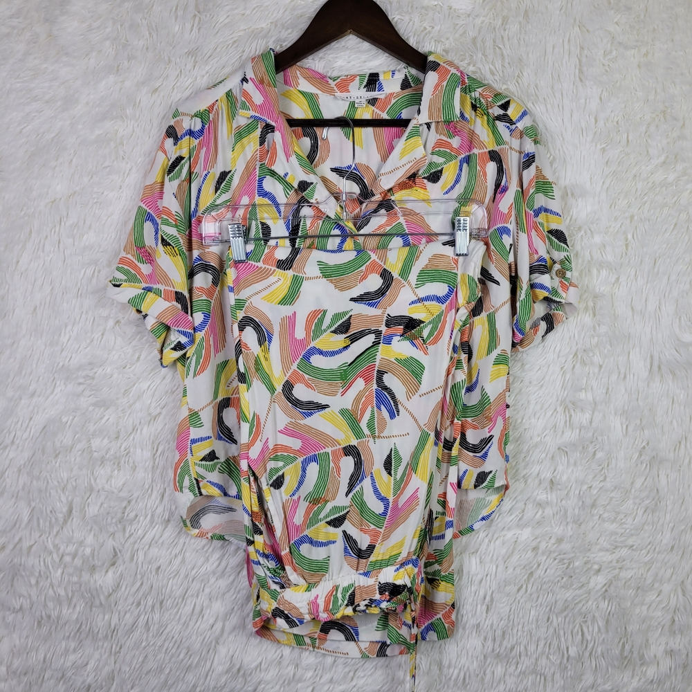 Jane And Delancey Womens Med Multicolor Pajama Set Artsy Abstract Colorful